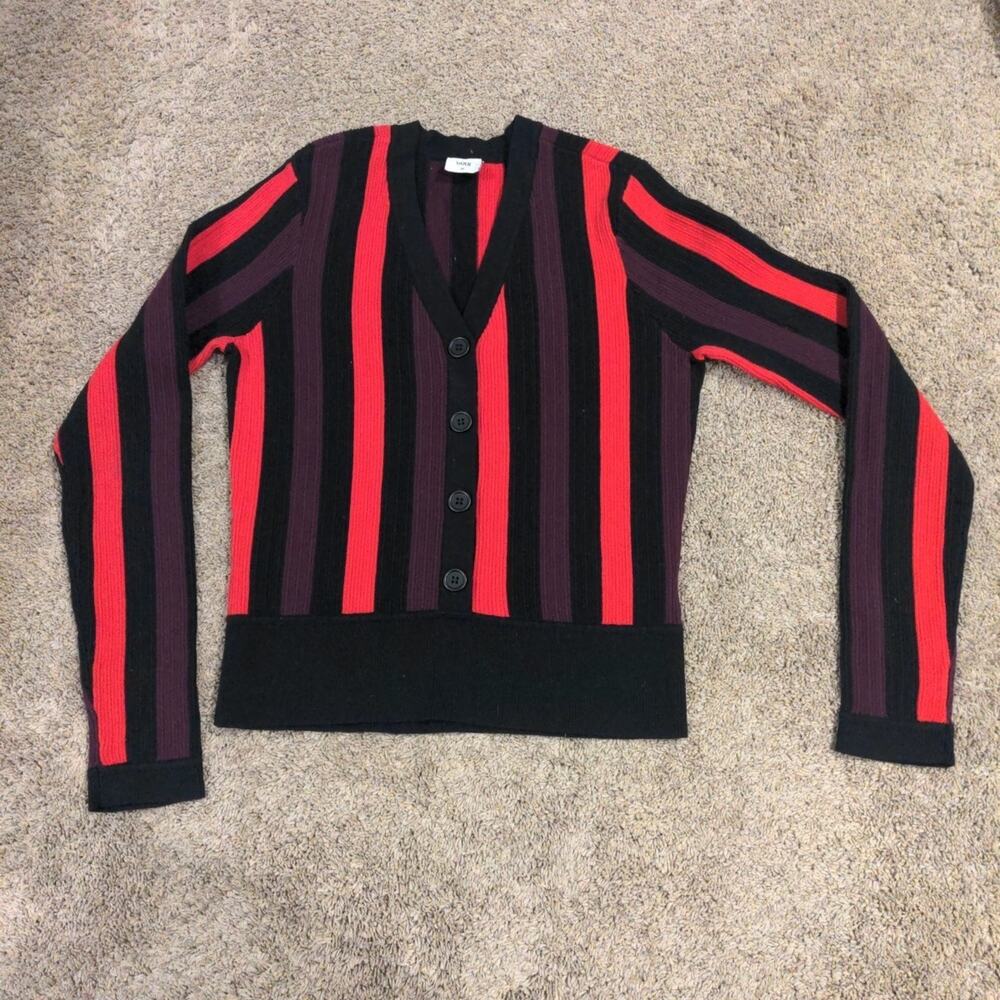 CAbi | Fall Royal Stripe Pullover V Neck Textured Ribbed Sweater size M